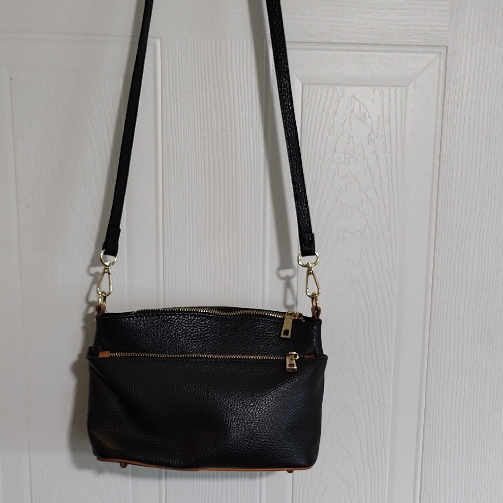 Black Leather Crossbody Bag